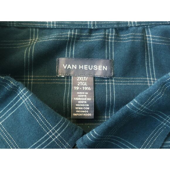 Van Heusen Blue Check Button-Down Shirt Mens Size 2XLT - Picture 2 of 6
